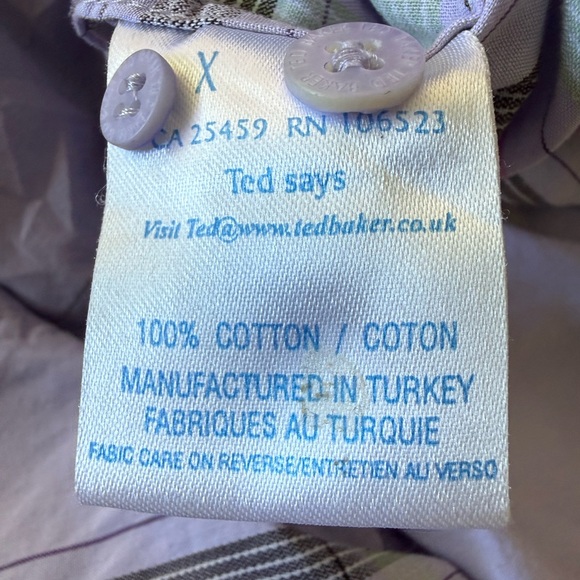 Ted Baker Purple Stripe Check Long Sleeve Button Down Small - Picture 5 of 6